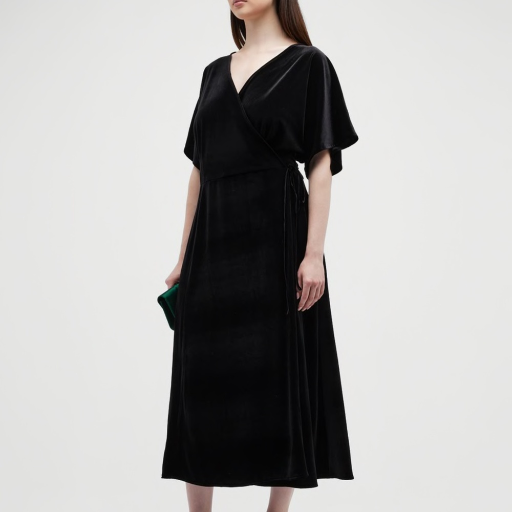 Velvet Wrap Midi Dress